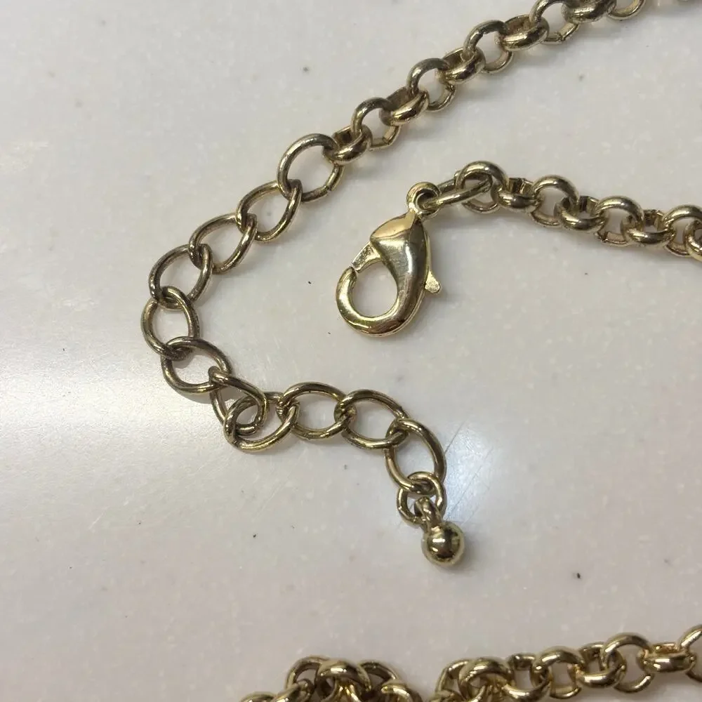 Faux Pearl Rhinestone Statement Bib Necklace Gold Sparkly Old Hollywood 18